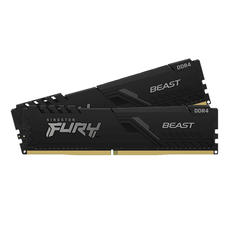 Kingston FURY 32GB (2x16GB) DDR4 3200MT/s CL16 FURY Beast Black XMP - Non-ECC Unbuffered DIMM (Kit of 2) 1RX8 16-20-20 1.35V 288-pin 16Gbit - INTEL & AMD (KF432C16BBK2/32)